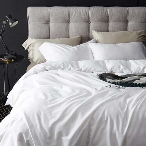 4pc Duvet Cover Flat/Fitted Sheet Set 500 Thread Count Egyptian Cotton Silky - Picture 13 of 30