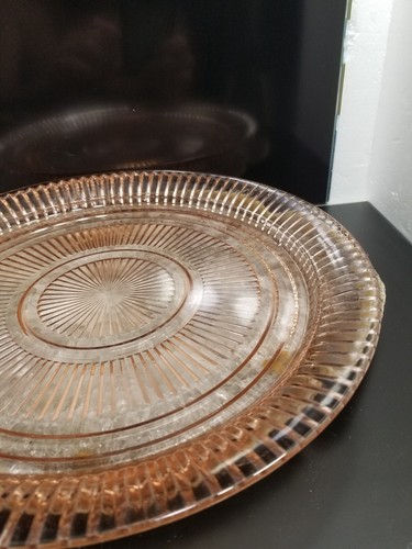 Anchor Hocking Glass * Pink Prismatic Sandwich Plate * Queen Mary * 12" * 0428 - Picture 5 of 18