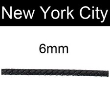 6mm Black Bolo Braided Leather Cord Necklace 1 yard to 55 yards 0.91 m to 50 m