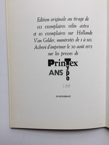 Michel TOURNIER " Le Fétischiste " E.O. NUM. 1/133 Velin bei P. Aelberts, 1973 - Bild 2 von 2