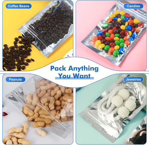 100-Pack Reclosable Large Mylar Bags for Food Storage 6.3" X 9.5" Stand up Ziplo - Picture 6 of 12