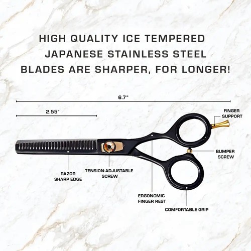 RED PREMIUM JAPANESE STAINLESS STEEL HAIR THINNING SHEAR 6 1/2" #HSCAT65 - Picture 4 of 7