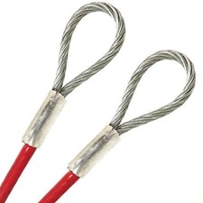 Vinyl Coated 1/4" Galvanized Steel Wire Rope with Double Loops (Red, Gray, Blue)