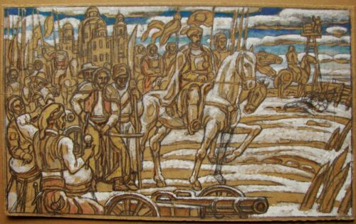 Peinture soviétique ukrainienne réalisme cavalier cosaque hetman troupes armu - Photo 1 sur 6