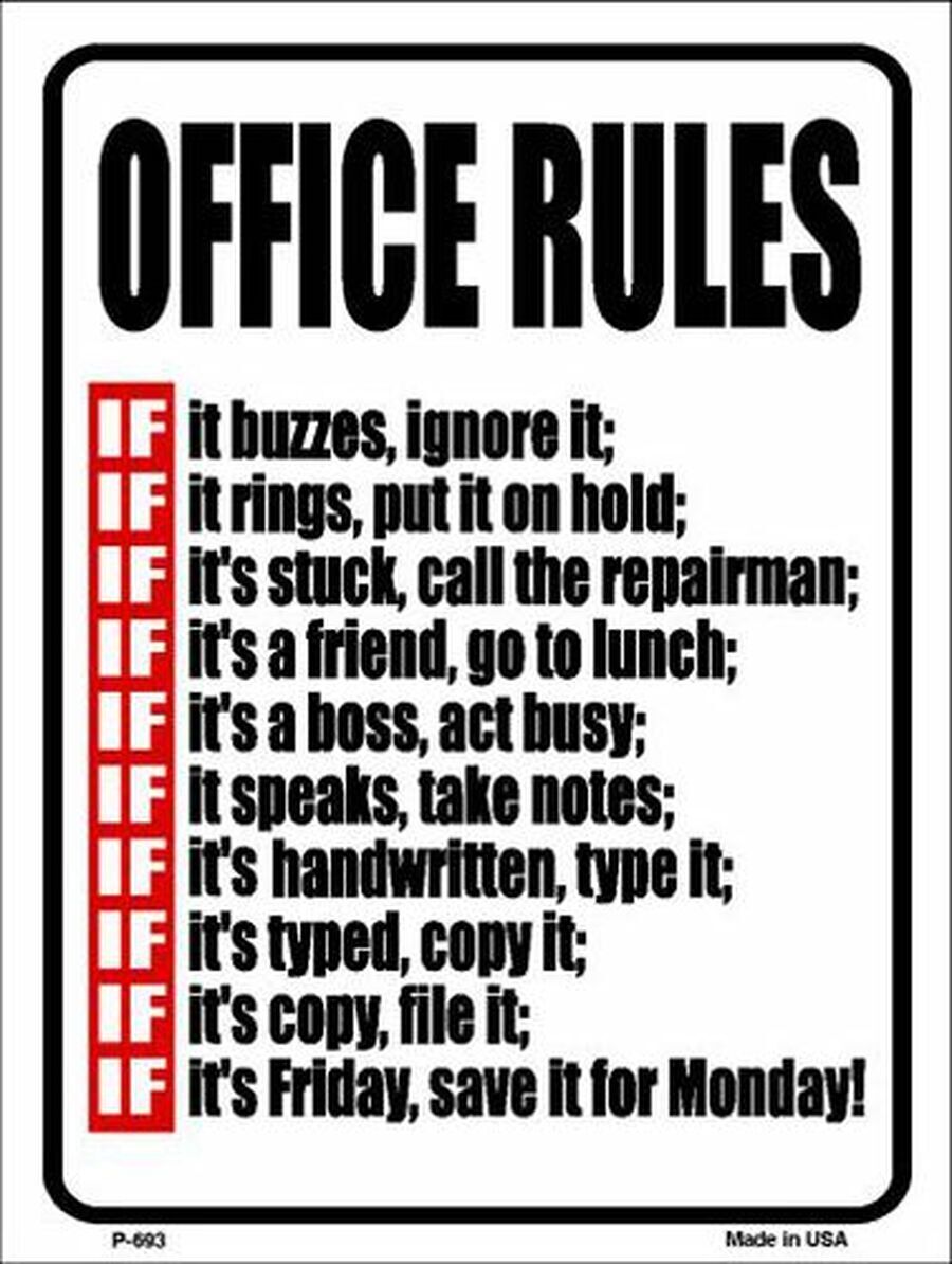 Funny Office Rules Metal Novelty Sign | eBay