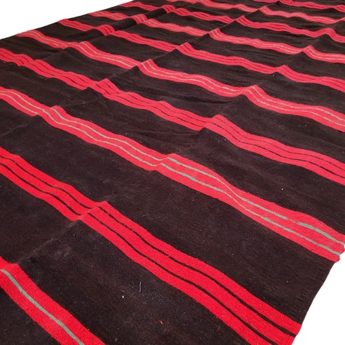 Vintage Handmade Moroccan Brown Rug Red Green Stripes Berber Tribal Wool Carpet - Picture 10 of 24
