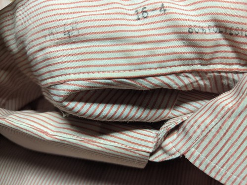 OSCAR DE LA RENTA Cream Orange Striped Button Up Long Sleeve Dress Shirt 16 VTG - Picture 4 of 13