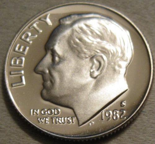 VENDO COME DA FOTO - 1982 S PROOF ROOSEVELT DIME *** RAME NICHELATO *** 110 - Foto 3 di 7