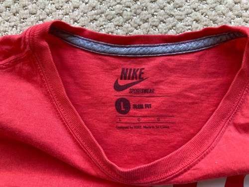 NIKE RED T-SHIRT YOUTH KIDS SIZE L USED CONDITION SLIM FIT - Picture 4 of 6