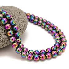 Colorful Hematite Round Gemstone Loose Beads 15" Strand 6mm 8mm 10mm Rainbow
