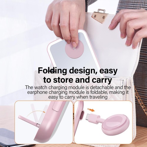 MagSafe 3-in-1 Wireless Charger | Foldable Makeup Mirror Stand | 15W Fast Charge - Picture 7 of 8
