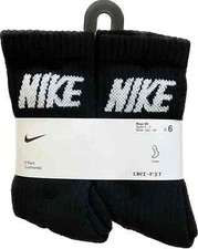 6 PAIRS NIKE Jordan BOY GIRL BLACK DRI FIT CREW CUSHIONED Socks 5-7 Shoe 10C-3Y