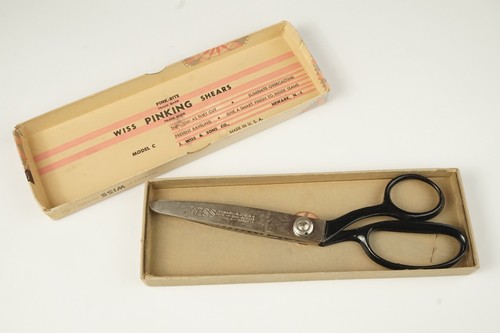 Vintage WISS Pinking Shears Sewing Scissors Model C Original Box Chrome Plate - Picture 6 of 16