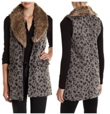 Fur Collar Leopard Print Vest