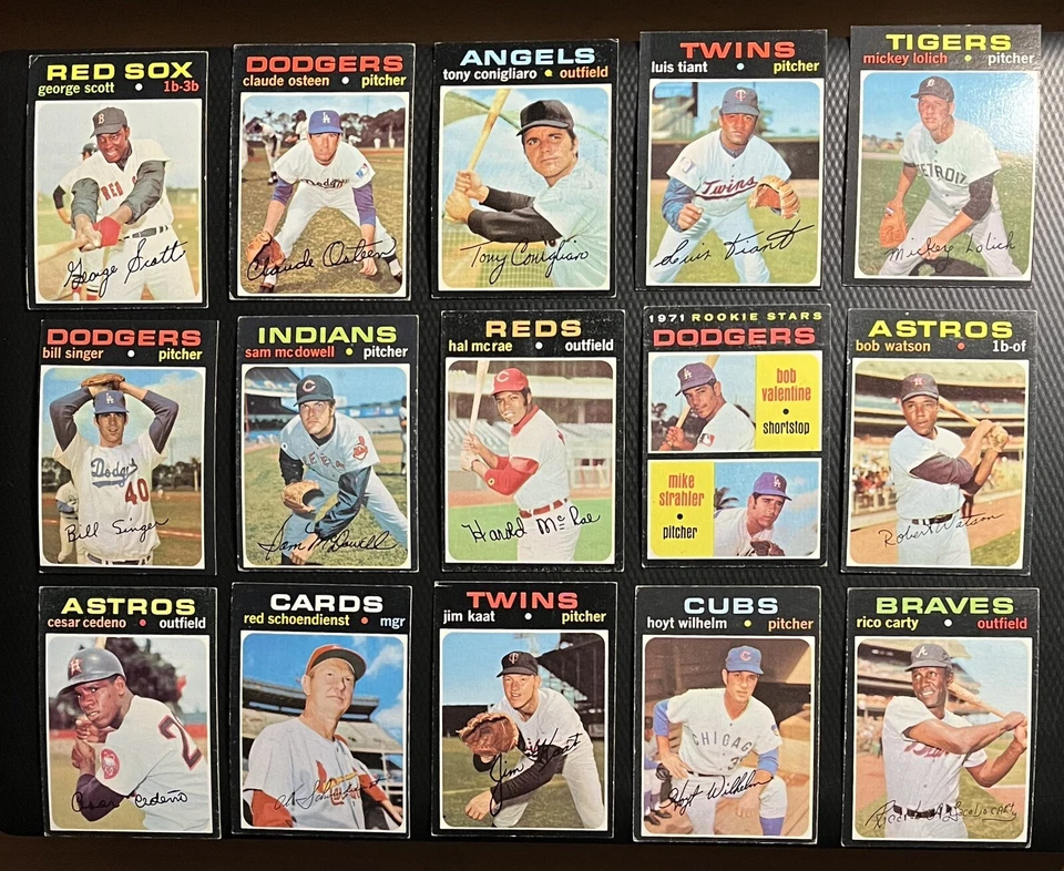 Lote de 385 tarjetas de béisbol Topps 1971 grado medio sin pliegues con muchas estrellas, HOFers Foto 2 de 4