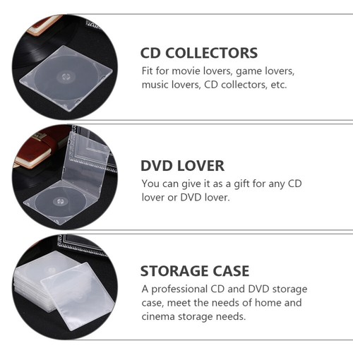 60 Pcs Transparent Single CD DVD Case Boxes Slim Clear Storage Organizer - Afbeelding 12 van 12