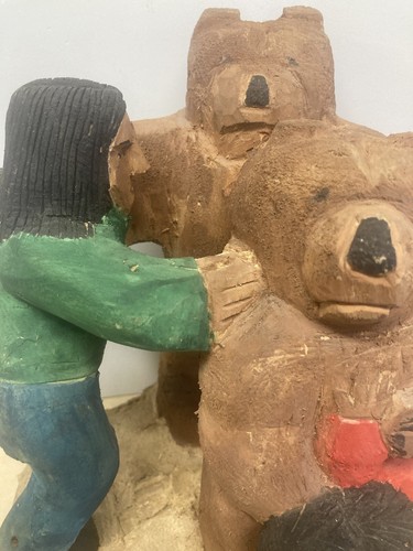 Navajo Schnitzerei Volkskunst Dineh Indianer Männer Bären Künstler Sterling Wilson - Bild 10 von 14