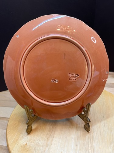 "Plato de diente de león mojolica alemana G S Zell Baden 8,5"" melocotón oscuro/naranja" - Imagen 8 de 10