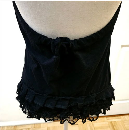 NEW MISS BE Festival Dance Soft Fitted Hooded Backless Cotton Black Top Medium - Picture 5 of 8