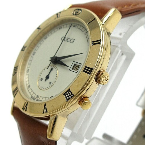 Gucci 3800Jr Chronograph Damen Gold Elfenbein Datum Quartz Kiste Selten Used F / - Bild 3 von 9