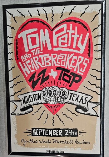 Tom Petty & ZZ Top, Framed Huston TX Concert Poster - Picture 1 of 2