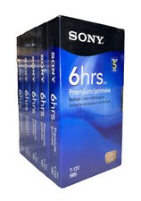 Sony T-120 VHS 5 Pack Standard Grade 6 Hour Blank Tapes High Durability (Sealed)