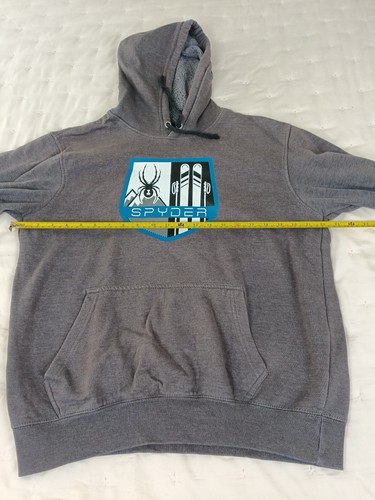 Spyder Hoodie Men's Medium Gray Pullover Sweatshirt Fleece Lining Logo M Bx-3 - Picture 2 of 6