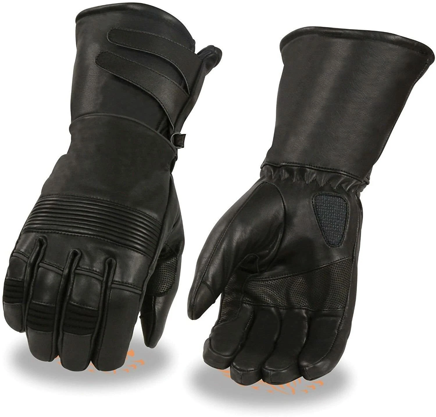 Shaf Motorcycle Men's Ultra Long soft Leather Wide cuff Reflective Lined Gloves