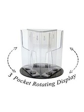 3 Pocket Holder 5.5"w Literature Rotary Counter Display TriFold Brochure Display
