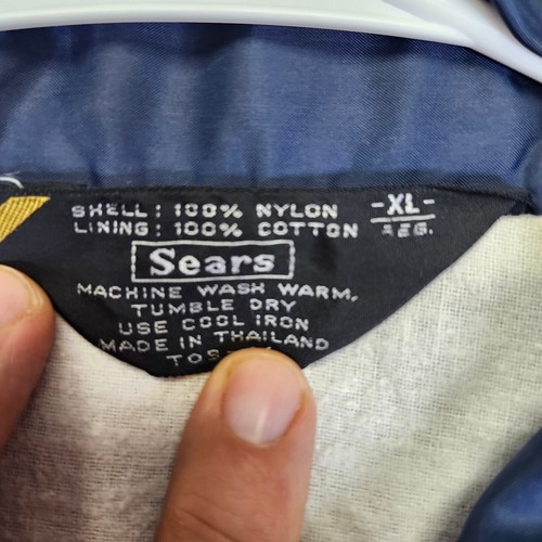 Vintage 80s 90s Sears Coach Jacket Snap Front Lightweight Lined Blue XL - Picture 4 of 8