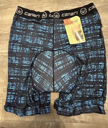 NEW CANARI CRAZY ECHELON Bicycle Shorts LINER Gel Brief Blue Hatch XXL NWT - Picture 4 of 5