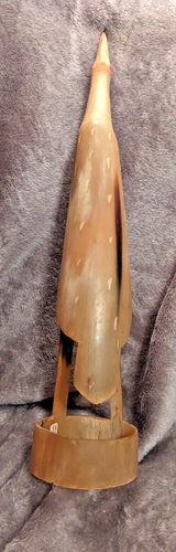 Vintage Water Buffalo Horn Hand Carved Bird Crane Besmo Africa Statue Kenya - Picture 3 of 6