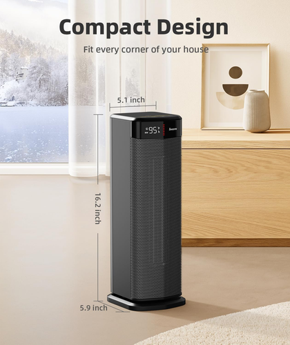 Space Heater for Indoor Use, 1500W Fast Heating Electric Heater with Thermostat, - Picture 8 of 8
