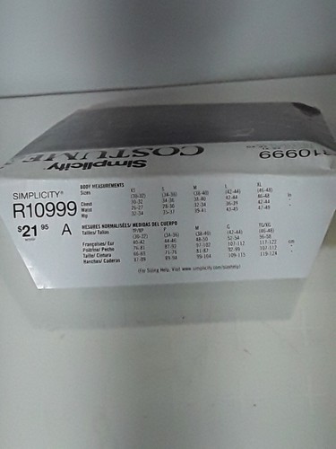 NEW Simplicity R10999/9253 unisex XS - XL costume coat hood collar & mask  UNCUT - Picture 5 of 8