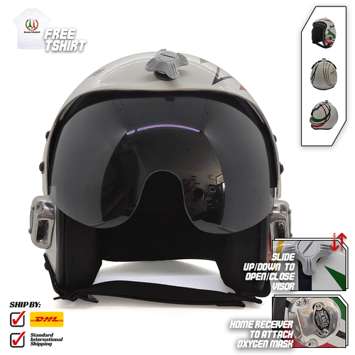 TRICOLORI HGU-33 FLIGHT HELMET MOVIE PROP PILOT NAVAL AVIATOR USN NAVY + T-SHIRT - Picture 12 of 12