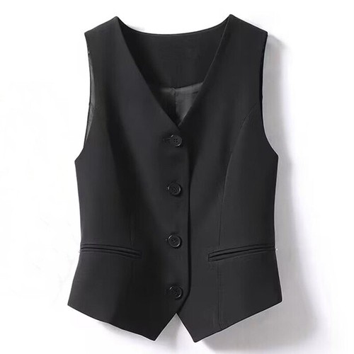 Womens Single Breasted V Neck Sleeveless Blazer Vest Slim Suit Waistcoat Gilet - Picture 5 of 17