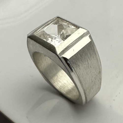 ANILLO PARA HOMBRE MJG PLATA ESTERLINA. 10 x 10 mm de circonio cúbico cuadrado. Talla 10 - Imagen 2 de 6