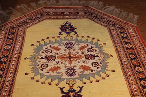 Tappeto ottagonale autentico 8'X6' fatto a mano design Hereke realizzato in 100% seta naturale - Foto 6 di 11