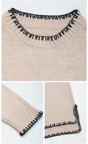 Damen Rundhalsausschnitt Schulterfrei Freizeit Pullover Pulli Langarm Tops - Bild 7 von 9
