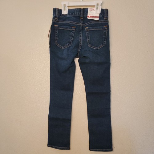 Old Navy Kid Boys Built-In-Flex Straight Dark Wash Jeans Sz 7 Slim Adj. Waist - Picture 2 of 7