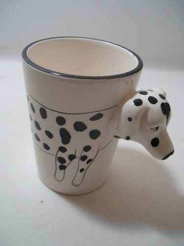 Taza de cerámica para perro dálmata cabeza extendida de perro que forma el mango única - Imagen 11 de 11