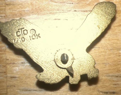 Eagle Pin cTo 1/10 10K Yellow Gold Filled In - Picture 5 of 6