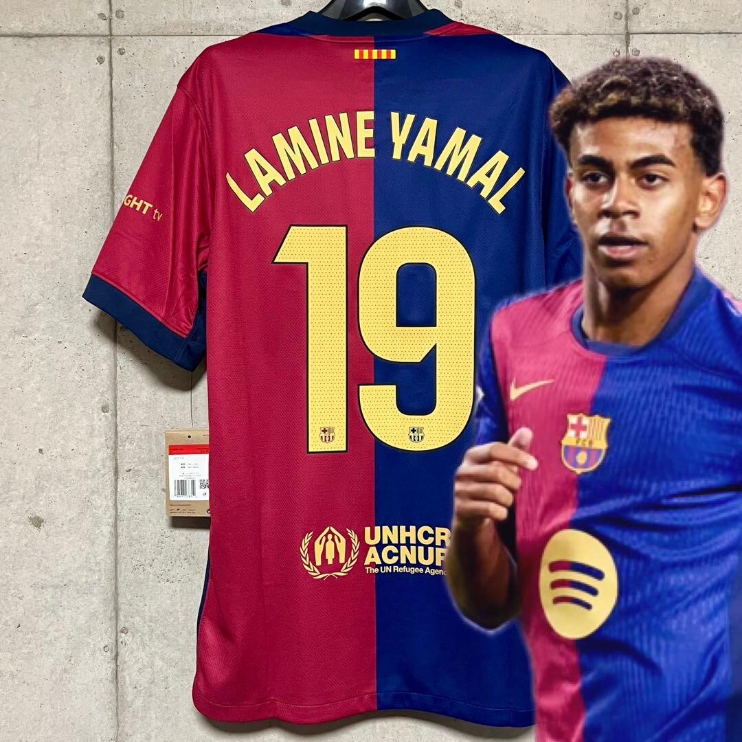 もらって嬉しい出産祝い Lamine Yamal Free L Size Jersey #19 24/25 Barcelona FC ウェア