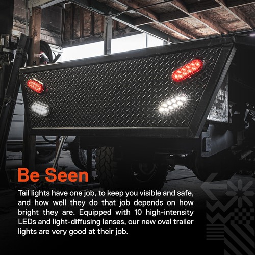 Luces traseras LED de remolque de 6" ovaladas 2 rojas + 2 blancas freno giro inverso impermeable - Imagen 4 de 8
