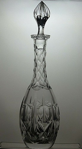 Brierley Hill Crystal"Cross & Hollow" Cut Wine Round Decanter 15 1/2" - 15A - Picture 5 of 5