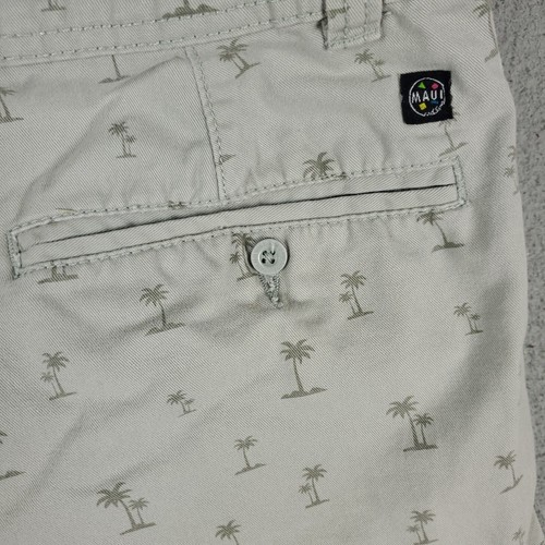Maui & Sons Gray Palm Tree Print Flat Front Chinos Shorts Mens Size 32 - 第 6/10 張圖片