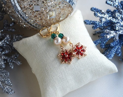 Snowflake Earrings Christmas Jewelry Collection Festive Earrings Handmade Yevga - Picture 6 of 11