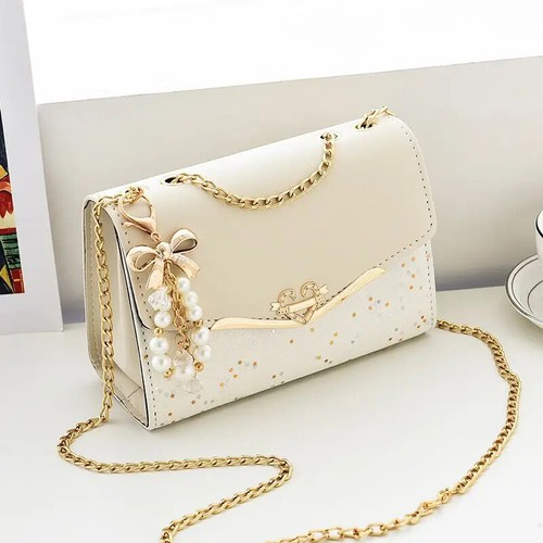 Trendy Ladies Crossbody Shoulder Bag PU Small Square Handbag with Pendant - Picture 4 of 10