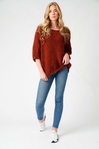 Neu italienischer bequemer Damenpullover Lagenlook flauschig weich Boucle Strick Fledermaus Oberteil - Bild 14 von 68