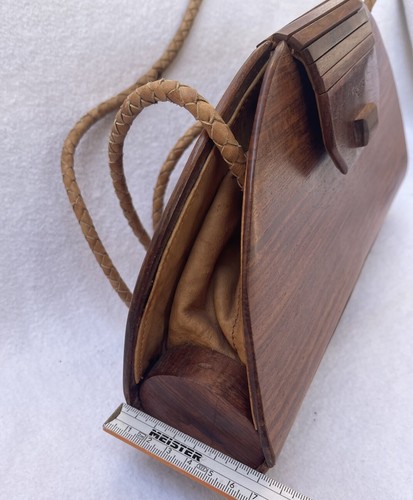 Handtasche Holztasche Vintage Designer exklusiv Unikat Handarbeit Rarität Antik - Bild 12 von 13